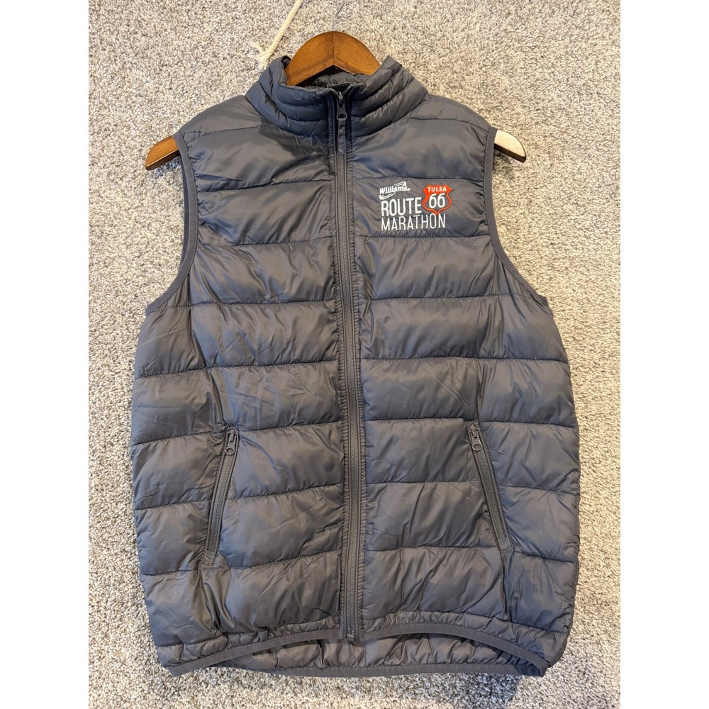 Williams Puffer Vest Women M Gray Route 66 Marathon Tulsa Full Zip Quilted